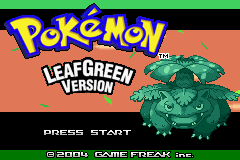 Pokemon LeafGreen title screen for GameBoy Advance